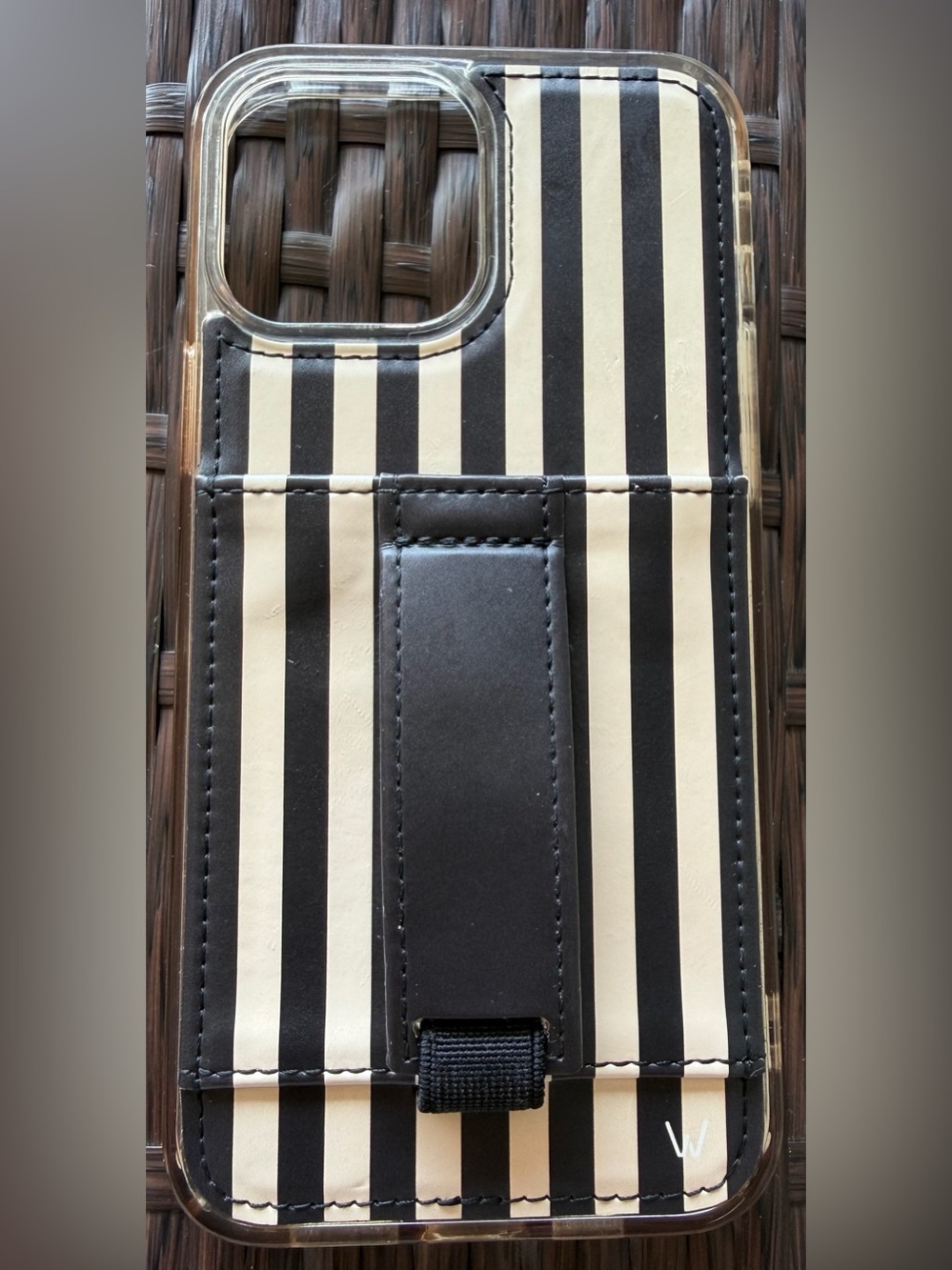 Walli Black & White Stripe Phone Case with Strap